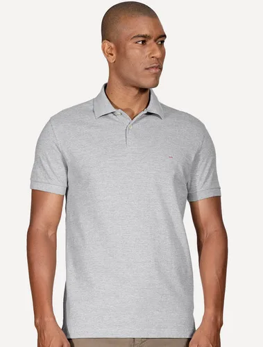 Polo Aramis Masculina Basic Piquet Light Logo Cinza Mescla