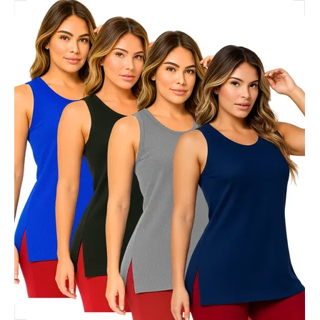 Kit 4 Camiseta Feminina Regata Academia Tapa Bumbum Treino