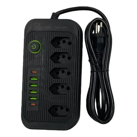 Extensão 5 Tomadas E 1 Pd 4 Usb Led Bivolt Power 127v/220v