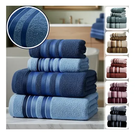 Jogo De Toalha Banho E Rosto 4 Pç 100% Algodão Macia Felpuda