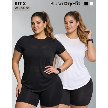 Kit 2 Blusa Plus Size Feminina Dry Fit Academia Fitness