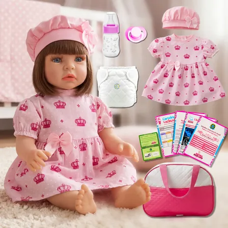 Bebê Reborn Realista Silicone Boneca Com Bolsa Maternidade