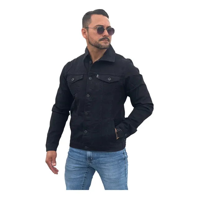 Jaqueta Jeans Masculina Sarja Bolsos Funcionais Resistente