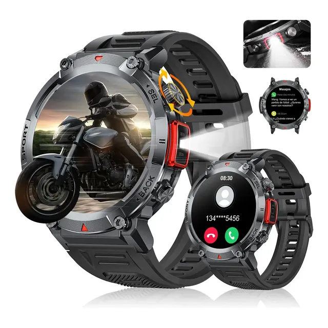 Relógio Inteligente Masculina Smartwatch Esporte Militar Luz