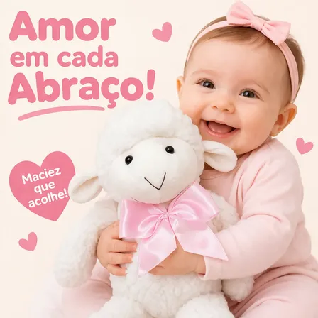 Pelúcia Ovelhinha - Ovelha - Animais Fazenda 34 Cm