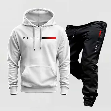 Conjunto Moletom Paris Kit Calça E Blusa Frio Canguru Capuz