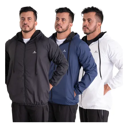 Kit 3 Jaqueta Corta Vento Impermeável Masculina Forro Capuz
