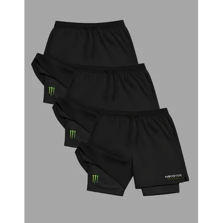 Kit 3 Bermuda De Compressão Elastano Monster 06 Academia