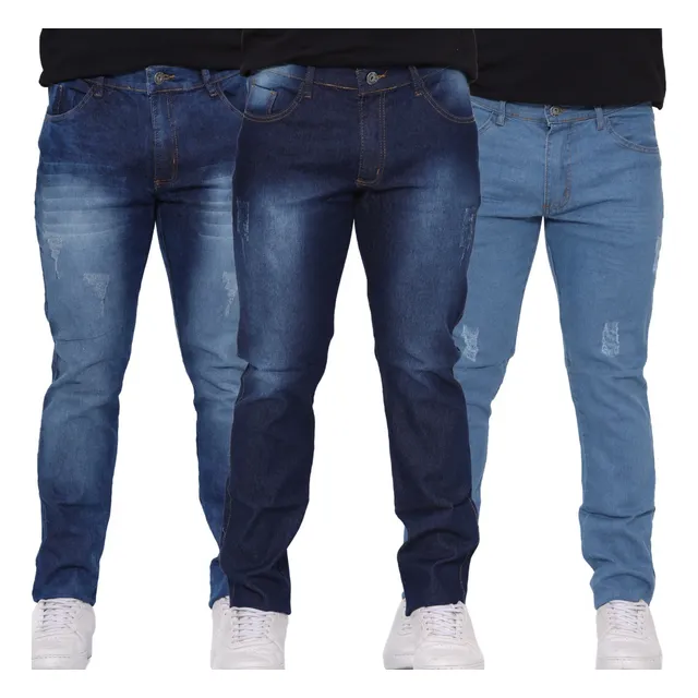 Kit 3 Calças Jeans Sarja Masculina Skiny