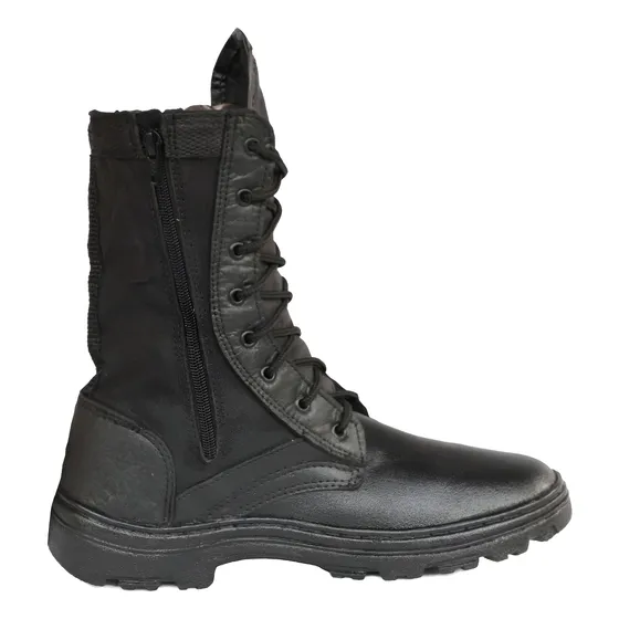 Coturno Militar Com Ziper Couro Extra Leve