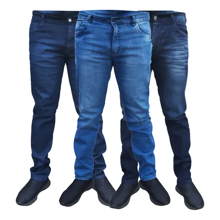 Kit De 2 Calça De Sarja Masculina Bege Preta Vinho Moderna