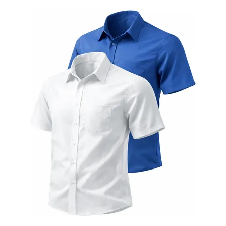 Kit 2 Camisa Social Masculina Manga Curta Tradicional Bolso