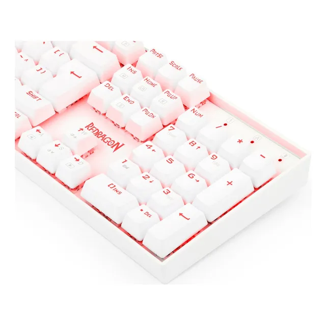 Teclado Redragon Mitra Led Vermelho Lunar White Switch Azul Lunar White Português Abnt2