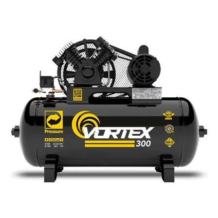 Compressor de Ar Elétrico Cabeçote Duplo Vortex 300 10 Pés 100L 2hp Pressure