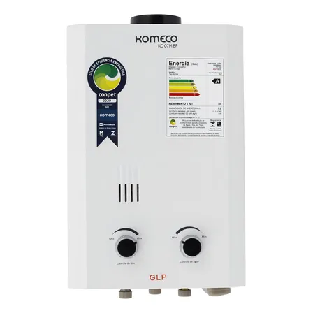 Komeco Slim KO 07M BP A Gás Branco Aquecedor GLP