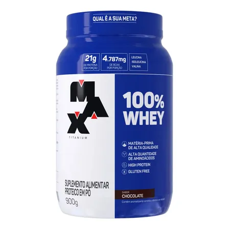100% Whey Protein Concentrado 900g Max Titanium Sabor Chocolate