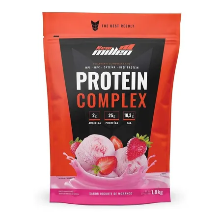 Suplemento En Pó New Millen Premium Proteínas De Protein Complex Sabor Iogurte De Morango X 1.8kg