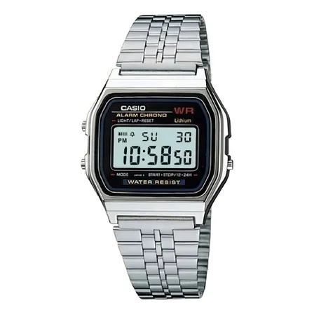 Relógio de pulso Casio Vintage A159 com corpo cinza