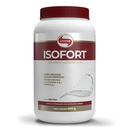 Whey Protein Isolado Isofort Neutro Pote 900g Vitafor