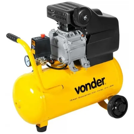 Motocompressor De Ar 8 Pcm 21 Litros Mcv216 Vonder Cor Amarelo Fase elétrica Monofásica Frequência 60 Hz