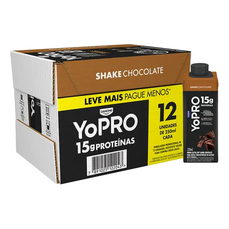 Pack YoPRO Bebida Láctea UHT Chocolate 15g de proteínas 250ml - 12 unidades