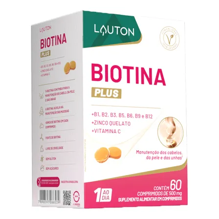Biotina C/ B1 B2 B3 B5 B6 B9 B12 Zinco Quelado Vitamina C Sabor Sem sabor
