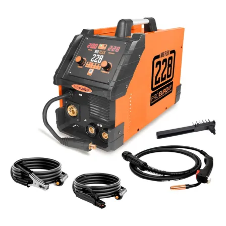 Máquina de Solda Inversora 228a 3 Em 1 Com Tocha Mig Cor Laranja Frequência 60Hz Pró Euro