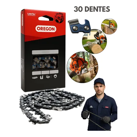 Corrente Motosserra 30 Dentes Oregon 73dx 3/8 1,5mm Uma Guia