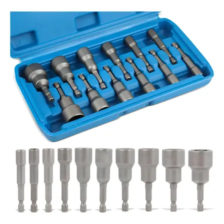 Jogo 12 Bits Parafusadeira Soquete Canhão Sextavado Ponteira