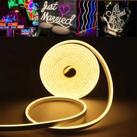 Fita LED Neon Flexível 3528 120Led VLX 5 metros Mangueira Corte 2,5cm Cor da Luz Branco Quente Tensão IP65 3000k Alto Brilho