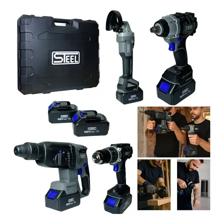 Kit 4em1 Martelete Chave De Impacto Esmerilhadeira 58v 4.0ah