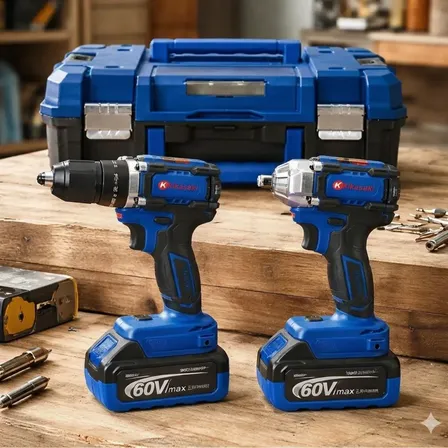 Kit Furadeira E Chave Impacto 60v Profissional Nakasaki