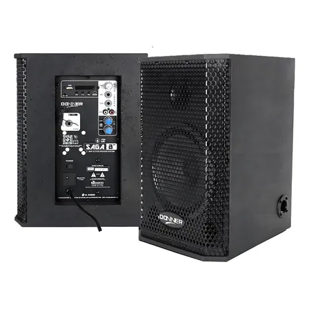 Kit Donner Saga8A Saga8P Caixa Ativa + Passiva 8 polegadas 225W Preto USB Bluetooth Bivolt Cabo