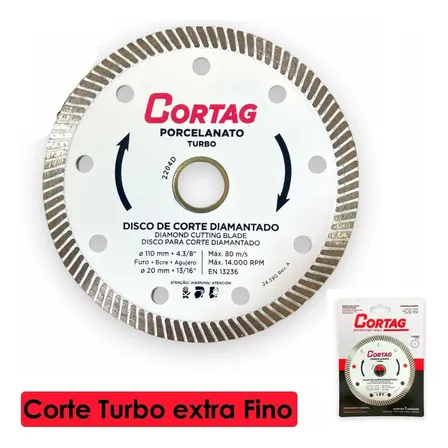 Disco Turbo Porcelanato 60863 Diamantado Fino 110mm X 20mm 4.3/8 60863 Cortag