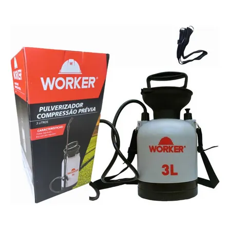 Pulverizador Manual Compressão Prévia Worker 3L com Válvula Segurança