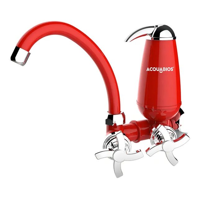 Torneira Cozinha Parede Vermelha Filtro Bica Móvel Cromado Cor Vermelho/cromo