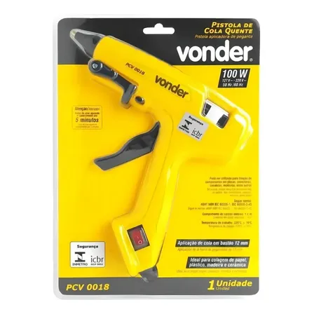 Pistola Aplicador de Cola Quente Profissional Vonder PCV 0018 100w cor amarelo