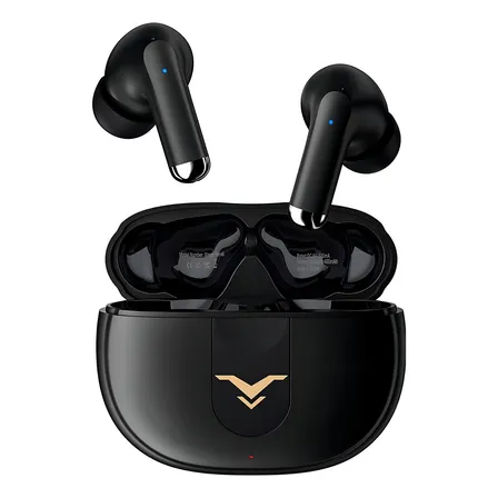 Fone de Ouvido Stage Hero6 TWS com Cancelamento de Ruído Ativo Sem Fio Bluetooth 5.2 com 4 microfones para Chamada 35H de reprodução IPX5 Cor Preto Stagesound