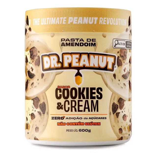 Pasta De Amendoim Dr. Peanut Sabor Cookies & Cream De 600g