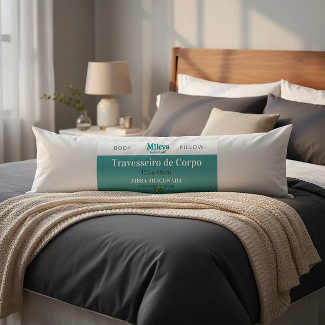 Travesseiro De Corpo Gigante 100% Fibra Siliconada - Gestante - Xuxão Grávida - Quiropraxia - Super Macio - Alivia Dor na Coluna