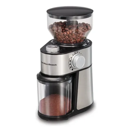 Moedor De Café Grande Hamilton Beach 225w Inox 18 Configurações De Moagem Grossa a Extrafina Quantidades Ajustáveis De 2 a 14 Xícaras - 127v