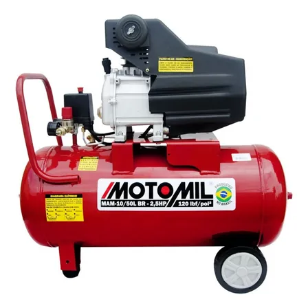 Compressor de Ar Portátil Motomil 2.5HP MAM-10/50LBR 50L Monofásico