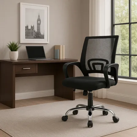 Cadeira Giratória Secretária Escritório Ergonômica Best chair Cor Preta luxo