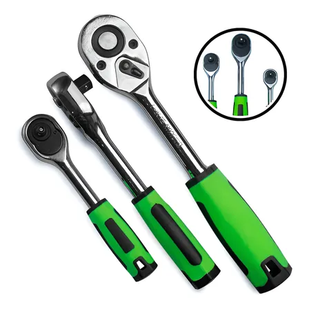 Kit 3 Jogo Chave Catraca Idea ID-4776H Combinada Cromado