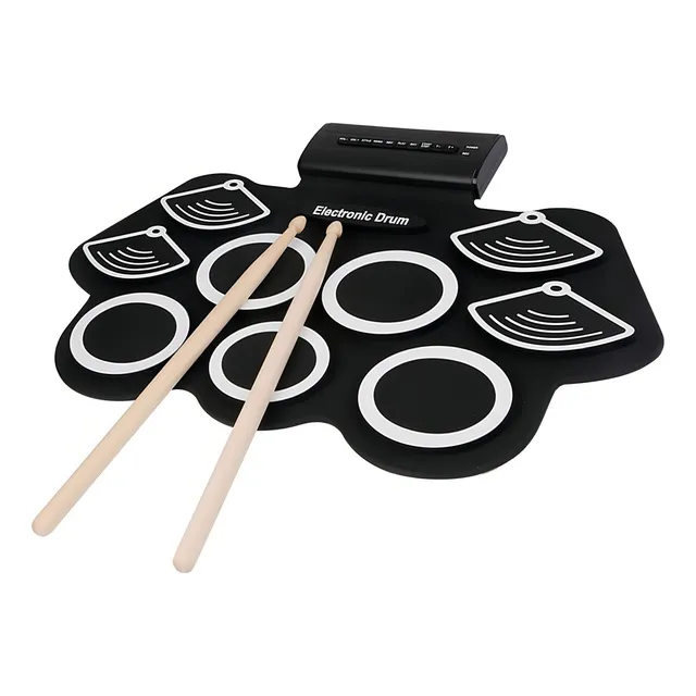 Bateria Elétrica Eletrônica 6 Drums 5 Metal Silicone Portátil C Pedal