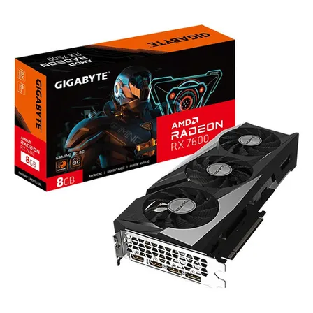 Placa de Vídeo RX 7600 GAMING OC 8G AMD Radeon Gigabyte, 8GB, GDDR6, 128bits, RGB - GV-R76GAMING OC-8GD