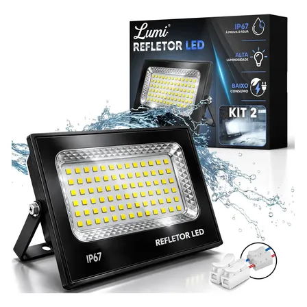 Kit 2 Refletor Led Holofote Slim 300w Prova D'água Cor Da Luz Branco Frio