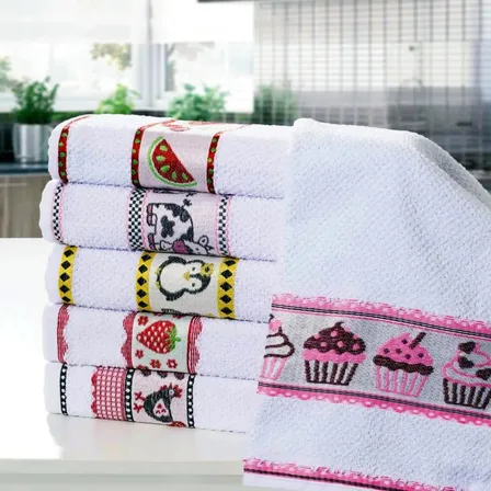 Kit 12 Pano De Prato Copa Felpudo Atoalhado Gourmet Copa Luxo