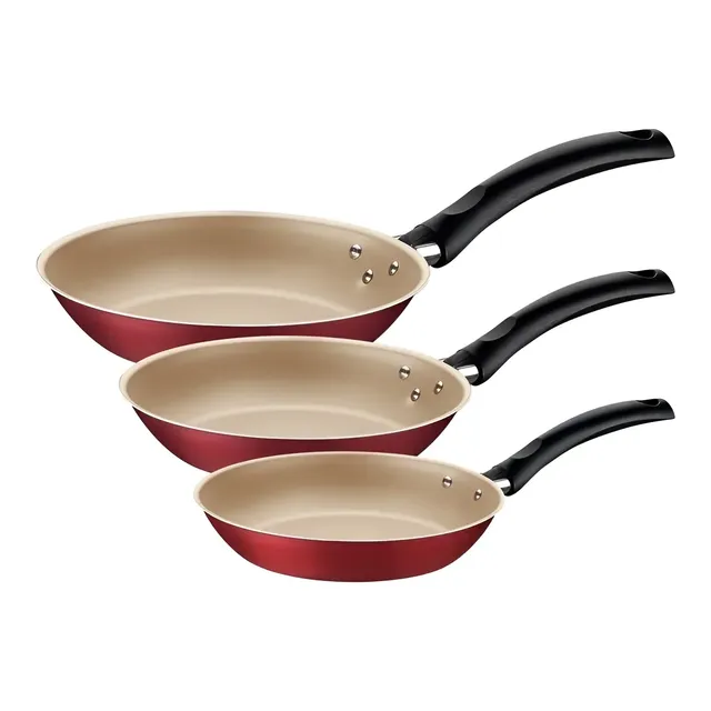 Jogo De 3 Frigideiras Turim Em Alumínio Vermelho Tramontina