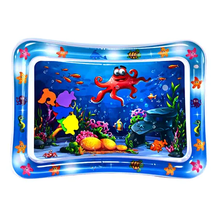 Tapete Água Inflável Atividades Almofada Infantil Bebê Azul Cores Polvo Azul